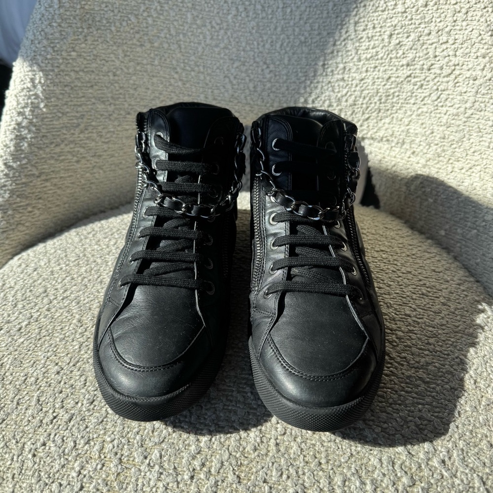 Chanel Lambskin Double Zip High Top Sneakers - Picture 2 of 8